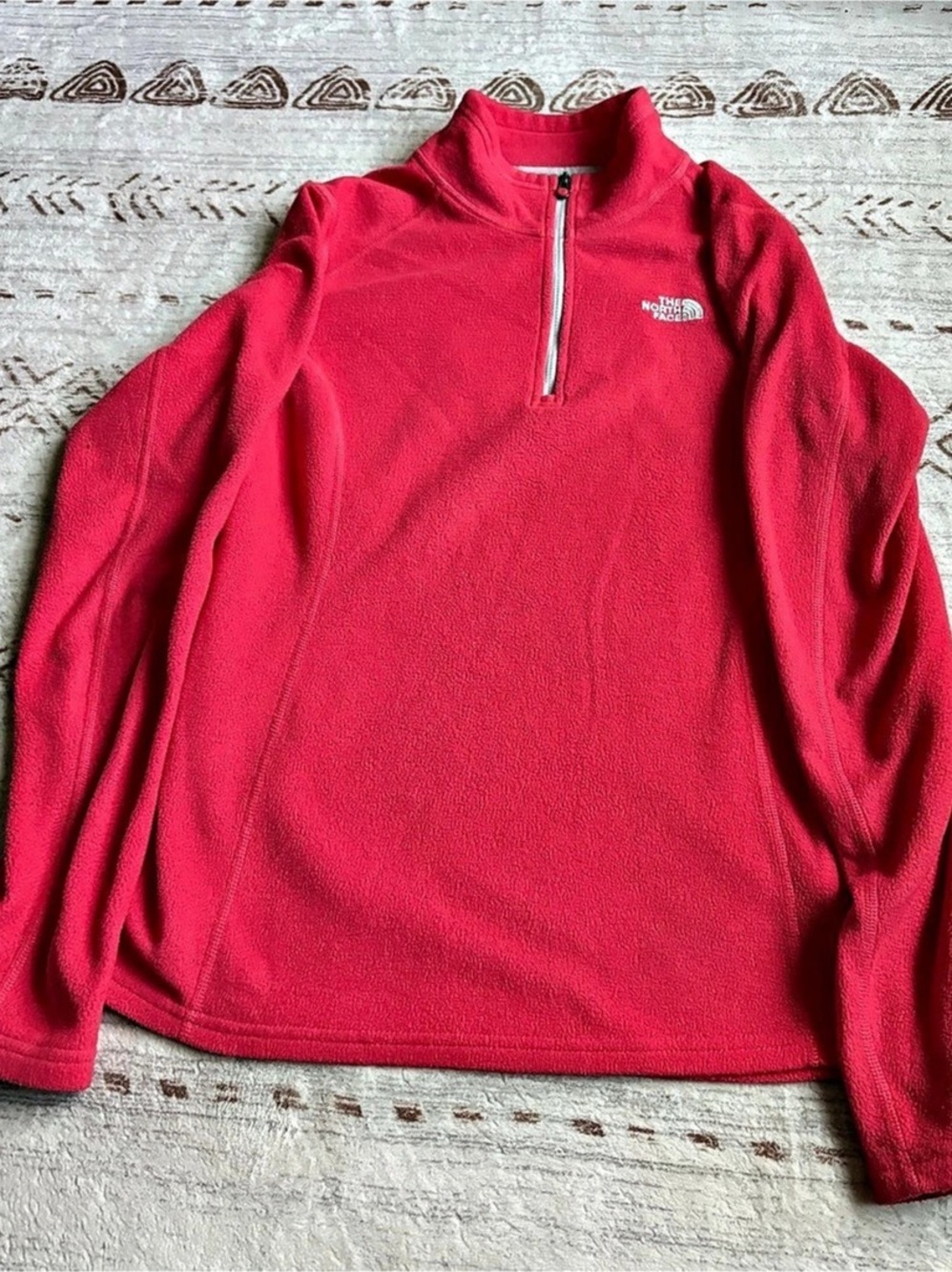 The North Face Glacier 1/4-Zip Fleece Pullover coral color